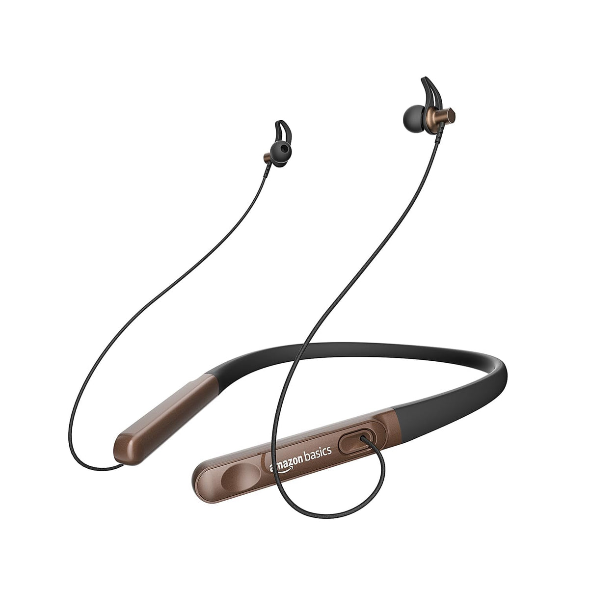 Amazon Basics Wireless Neckband Earphones with Mic | 18 Hours Playtime | Bluetooth 5.1 | ENC Noise Cancellation | IPX4 Water Resistant | Magnetic Earbuds (Brown) | Free Delivery