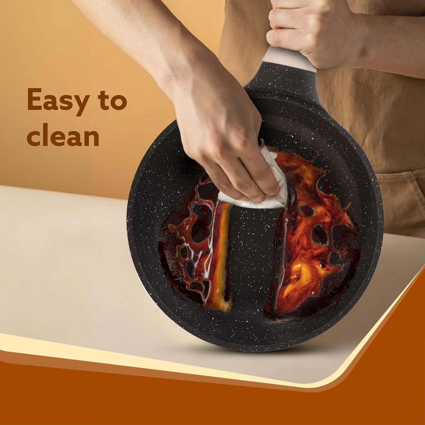 AGARO Imperial Granite Non-Stick Cookware Set (4 Pcs) | 28cm Deep Fry Pan + 24cm & 16cm Sauce Pans with Lids | Cast Aluminium | Gas & Induction Compatible