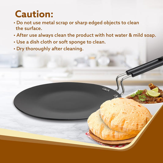 AGARO Elite 25 cm Hard Anodised Tawa | 4mm Thick Base | Gas & Induction Compatible | Roti, Chapati & Paratha Tawa | Durable Riveted Handle