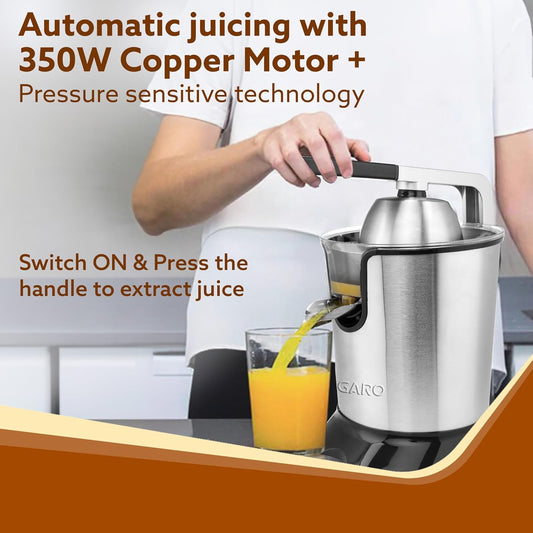 🔥 Limited Time Offer | AGARO Regency 350W Electric Citrus Juicer with 650ML Capacity, AC Copper Motor, Pulp Regulator & Dual Cones – Stainless Steel Juicer for Orange, Lemon & All Citrus Fruits | 🎁 FREE Electric Kettle Worth ₹999 Included