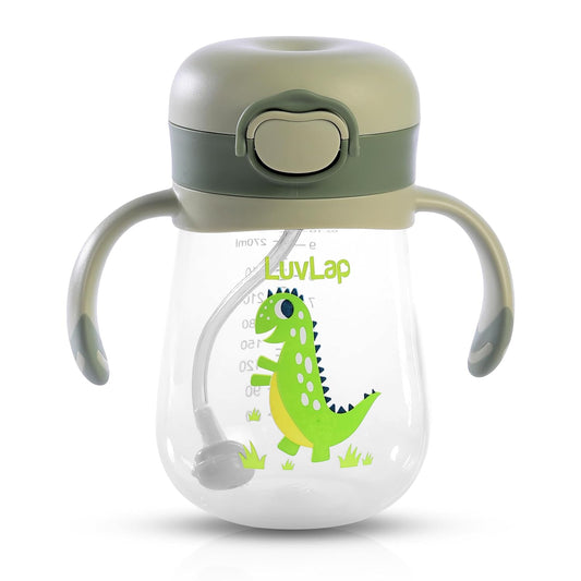 A LuvLap Baby Silicone Straw Sipper Cup 300ml with Handle & Weighted Straw | BPA Free Anti-Spill Training Cup for Kids | Bite Resistant | Multicolour Mix Models | Buy 1 Get 2 Free 🚚