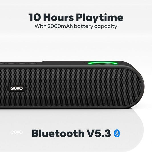 GOVO GoSurround 220 16W Bluetooth Soundbar | 2.0 Channel Wireless Speaker with 52mm Drivers, 2000mAh Battery, TWS, Bluetooth, AUX & USB | RGB LED Lights | FREE Headphones Worth ₹999 + FREE Delivery