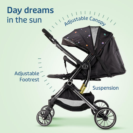 LuvLap Alpha Baby Stroller (0β3 Years) | One-Fold Travel Friendly Pram with Reversible Handle & Recline + FREE AirPods (Worth βΉ499) π