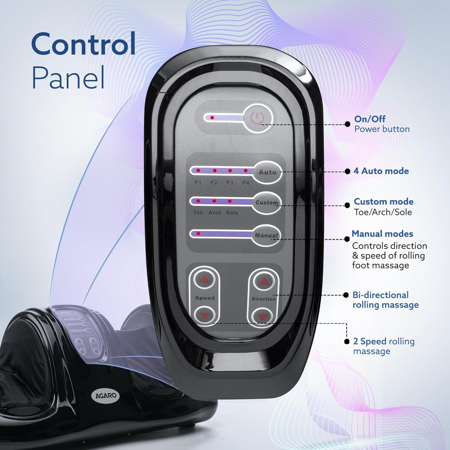 AGARO Electric Shiatsu Foot Massager β Kneading & Rolling Therapy | Improves Blood Circulation | Deep Foot Relaxation for Home Use (Black)