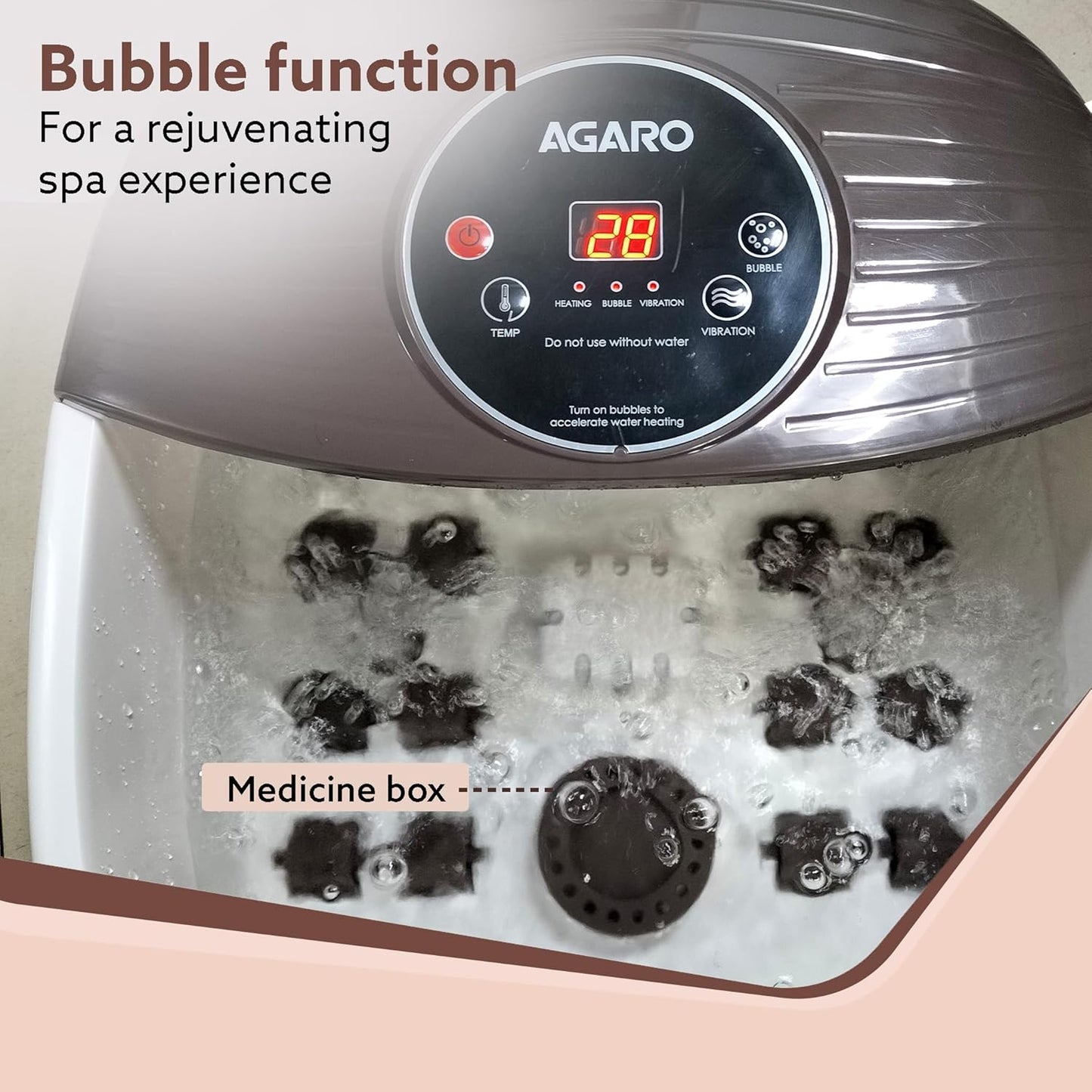 AGARO Regal Foot Spa Bath Massager with Heat, 16 Manual Massage Rollers, Bubble & Vibration Function, Adjustable Temperature Control | FREE AGARO Elite Rechargeable Mini Electric Chopper Worth ā¹599