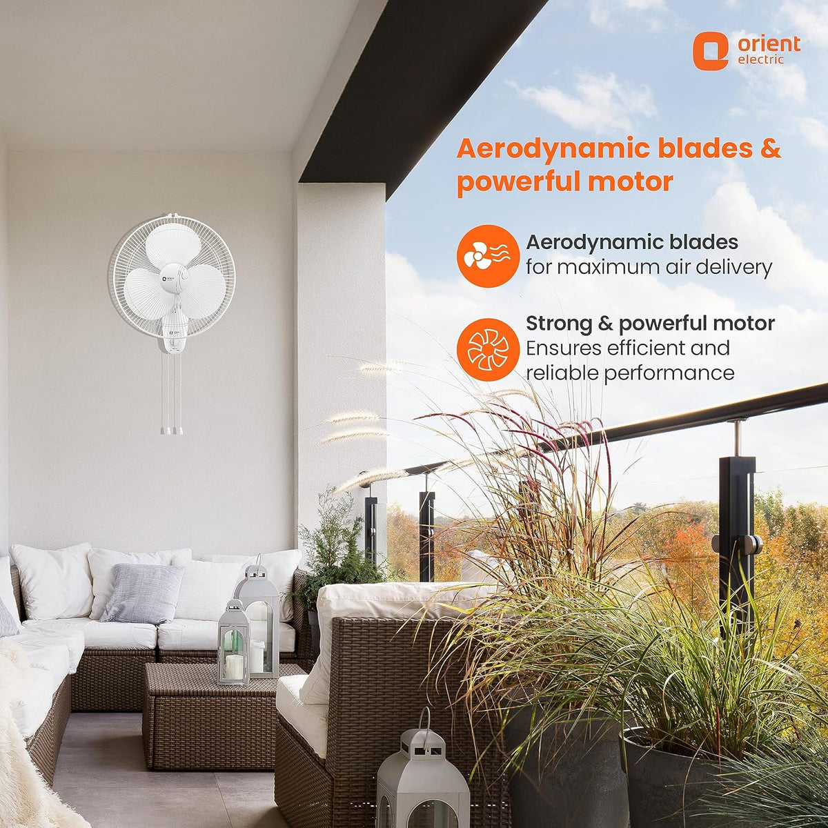 Orient Electric Wall-44 400mm Wall Fan | Powerful Air Delivery | 3-Speed Control | Smooth Oscillation | Wall Mount Fan for Home & Kitchen