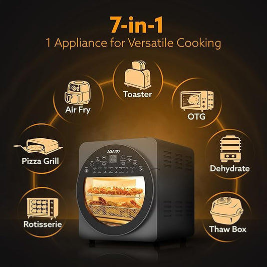 AGARO Elite 14.5L Digital Air Fryer Oven | 1700W Rotisserie Convection Oven | 16 Preset Menus | FREE Wall Fan Worth ₹999 RS