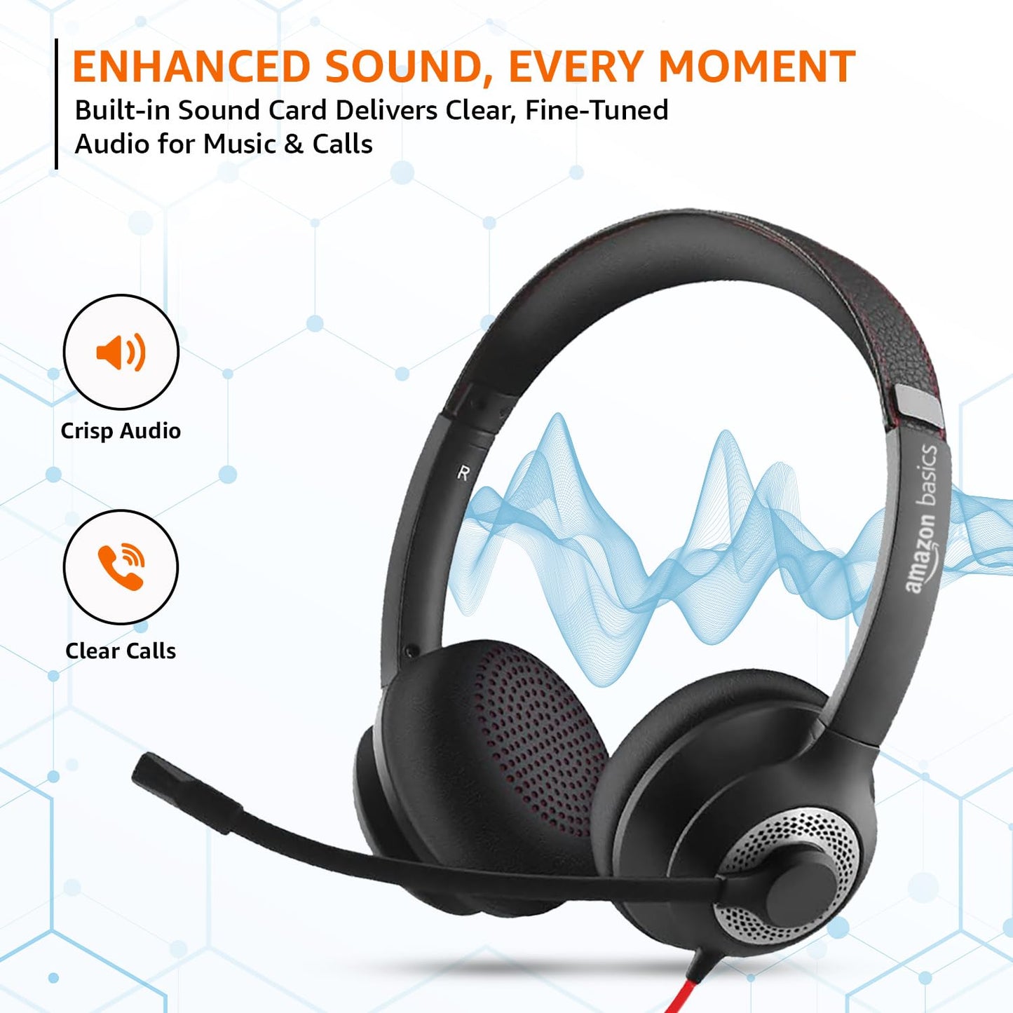 π§ Amazon Basics Pro Series USB Wired Headset with Mic | 40mm Driver | Noise Cancelling Mic | In-Line Control for PC/Laptop | Buy 1 Get 1 FREE π₯