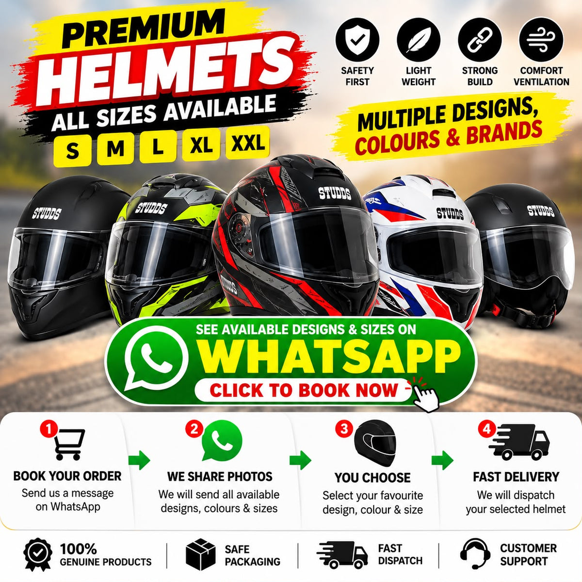 ALL HELMET SIZES AVAILABLE ЁЯкЦ | BOOK ON WHATSAPP |8708836994|