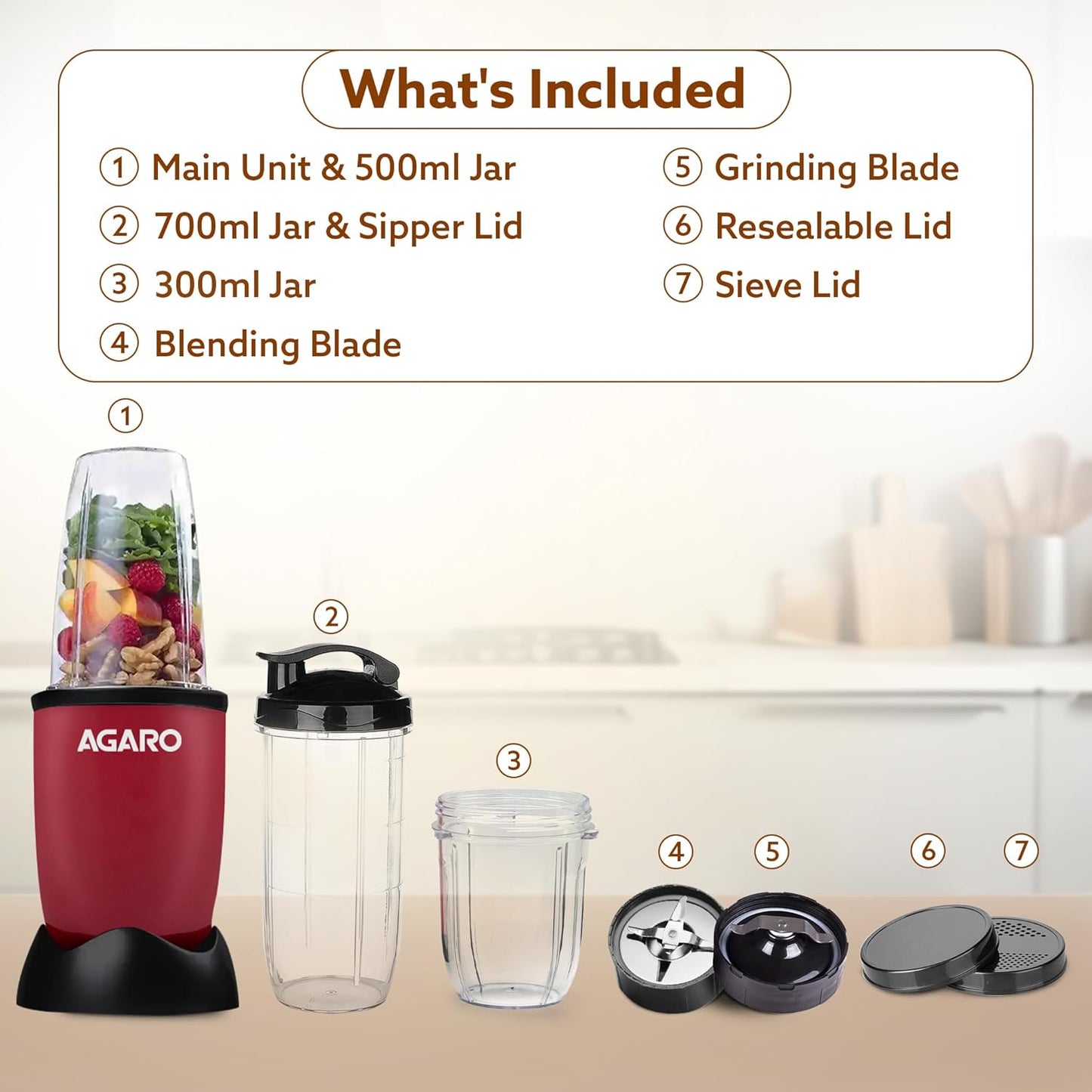 AGARO Regal Nutri Blender 400W with 3 Jars | Smoothie Maker, Juicer & Masala Grinder | 100% Copper Motor š„š„¤
