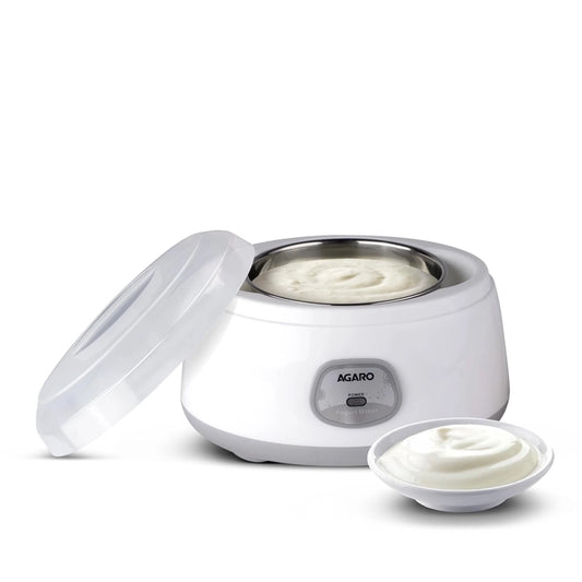 A AGARO Classic Electric Dahi Maker 1.2L β Automatic Yogurt Maker with 304 SS Container & Auto Temperature Control | Thick Creamy Homemade Curd + FREE Agaro Lint Remover