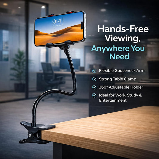 SWAPKART Flexible Mobile Tabletop Stand (2026 Updated) | Heavy Duty Metal Foldable Lazy Bracket | Multi-Angle Clamp Phone Holder (Black)