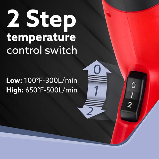 AGARO Heat Gun 2000W HG2120, Dual Temperature and Air Flow Control with 4 Nozzle Attachments, Hot Air Gun Heating helps in Shrink Wrapping, Paint Removal, Wire Shrinking, Crafting