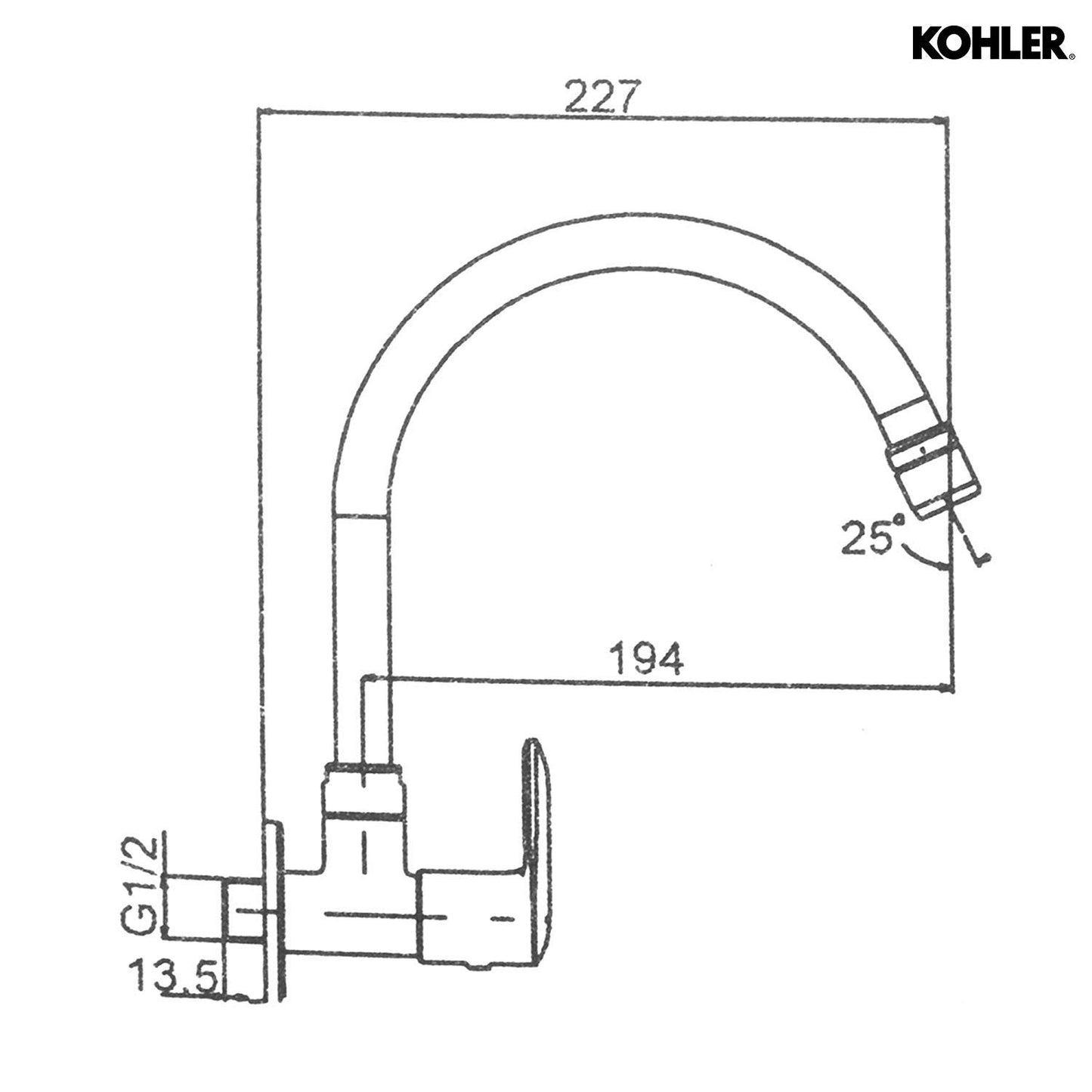 Kohler Kumin Wall-Mount Cold-Only Kitchen Faucet β Premium Zinc Chrome Finish Kitchen Faucet with Swivel Spout for Modern Kitchens