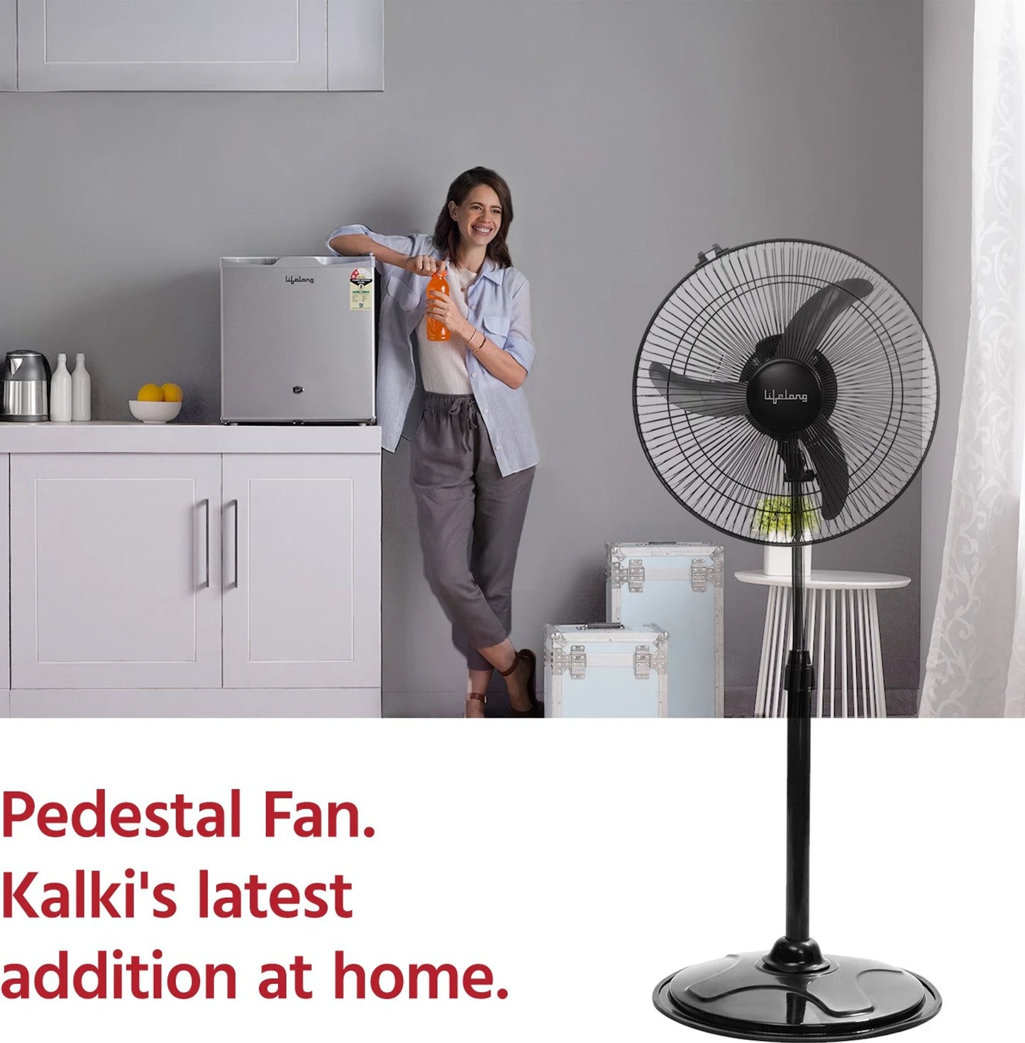 Lifelong LLPF02 400mm Ultra High Speed Pedestal Fan | 1350 RPM | Height Adjustable | Oscillation| Black