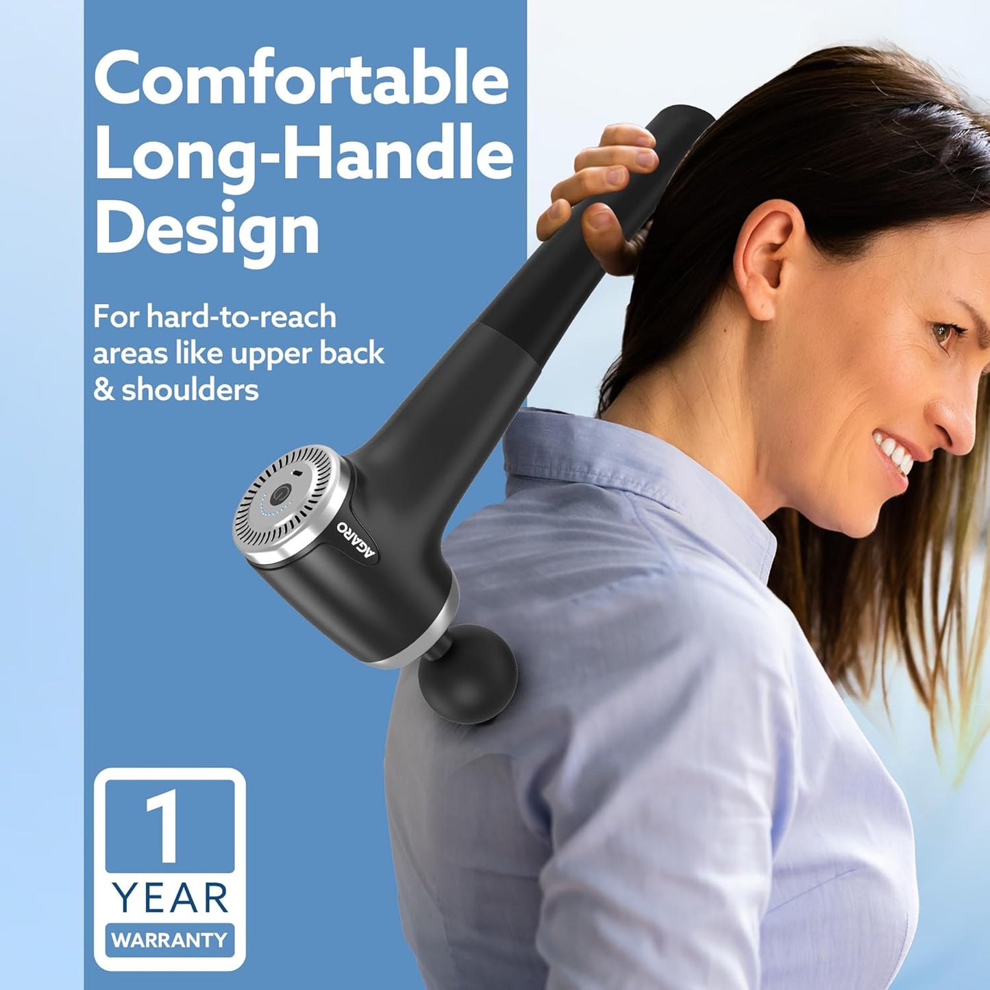 AGARO Regency Gun Massager | 13 Speed Rechargeable Handheld Percussion Massager with 4 Heads for Full Body Muscle Relaxation đŞâ¨