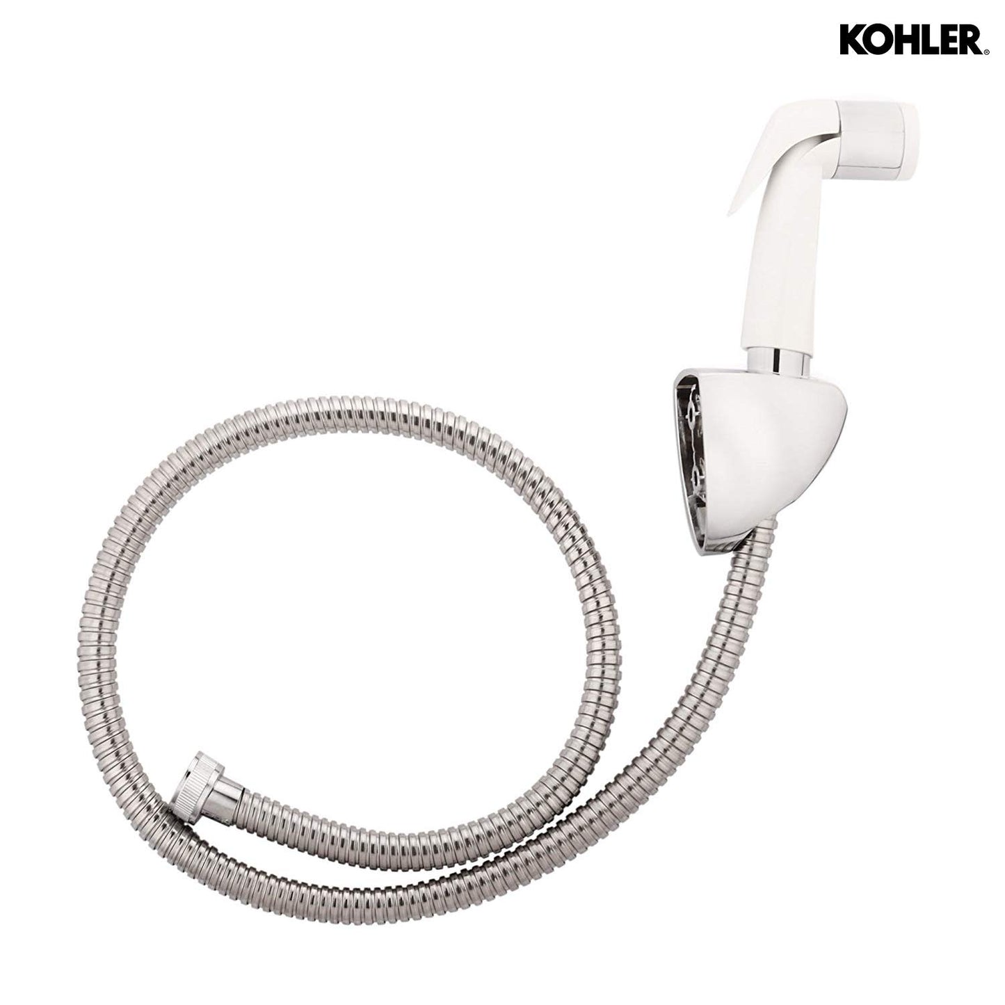 KOHLER Cuff Health Faucet for Bathroom | Premium Toilet Jet Spray with White Body & Black Accents | Modern Handheld Bidet Spray for Hygienic Cleaning