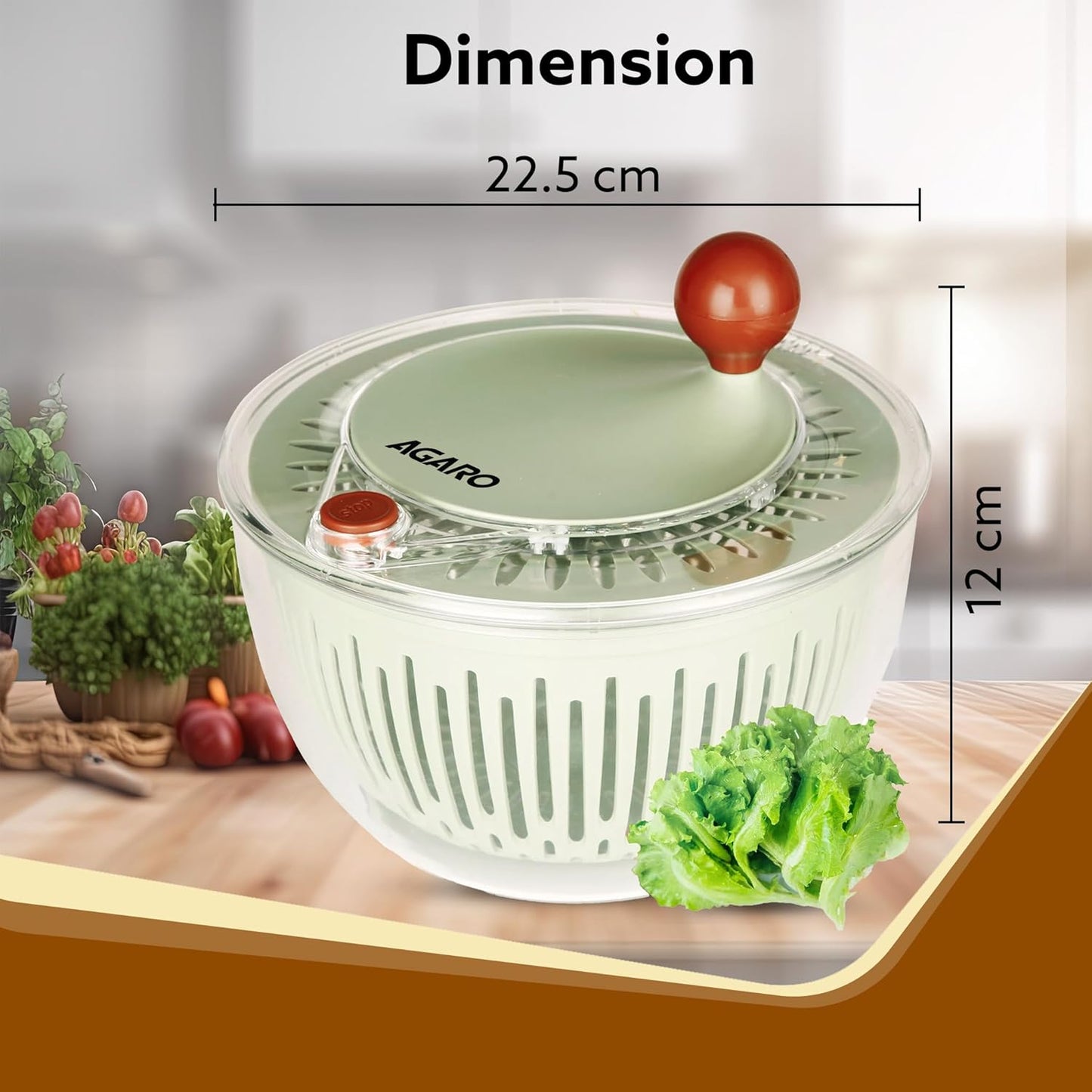 AGARO Elite Salad Spinner 5L | Vegetable Cleaner & Dryer | Removes Excess Water & Pesticides | BPA Free Food-Grade Plastic 🥗✨AGARO Elite Salad Spinner 5L | Vegetable Cleaner & Dryer | Removes Excess Water & Pesticides | BPA Free Food-Grade Plastic 🥗✨