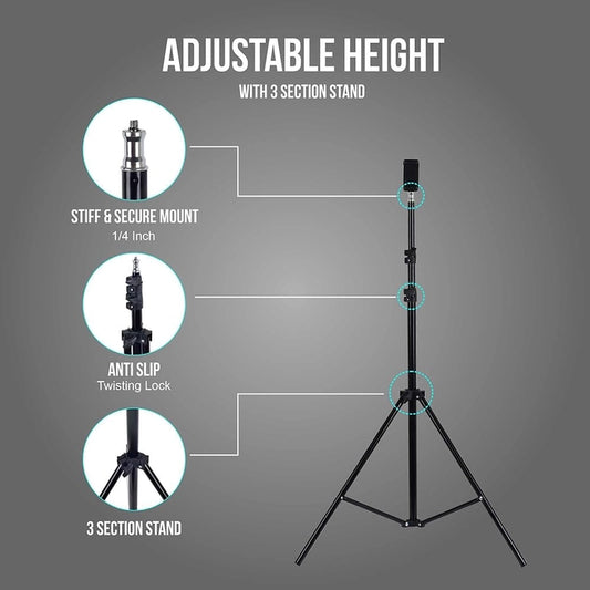 Amazon Basics 7 Feet Tripod Stand with Mobile Phone Holder, Suitable for Mobiles, Lights, Reflectors and Cameras