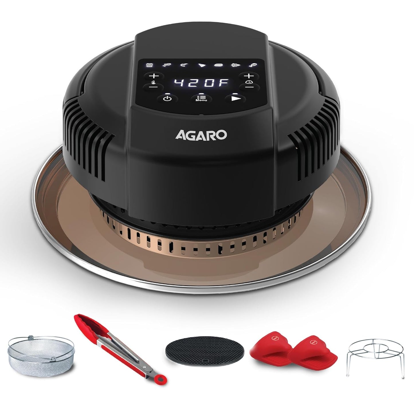 AGARO Imperial Pot Lid Air Fryer – 7-in-1 Electric Air Fryer Lid for 5L, 6L & 8L Pressure Cookers | 7 Preset Menu | 1000W
