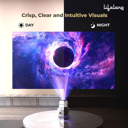 Lifelong Electronics Lightbeam X Smart Projector – Android Powered 1080P Full HD & 4K Ultra HD Support | 3500 Lumens, WiFi, Bluetooth, OTT Apps, 180° Rotation, Built-in Speakers & HDMI | Home Theater for Room & Outdoor + FREE AirPods Worth ₹799 🎧🔥