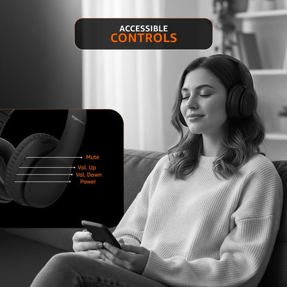 Amazon Basics Wireless Over-Ear Headphones | Bluetooth 5.4, 18H Playtime, Deep Bass & Mic – Buy One Get One Free