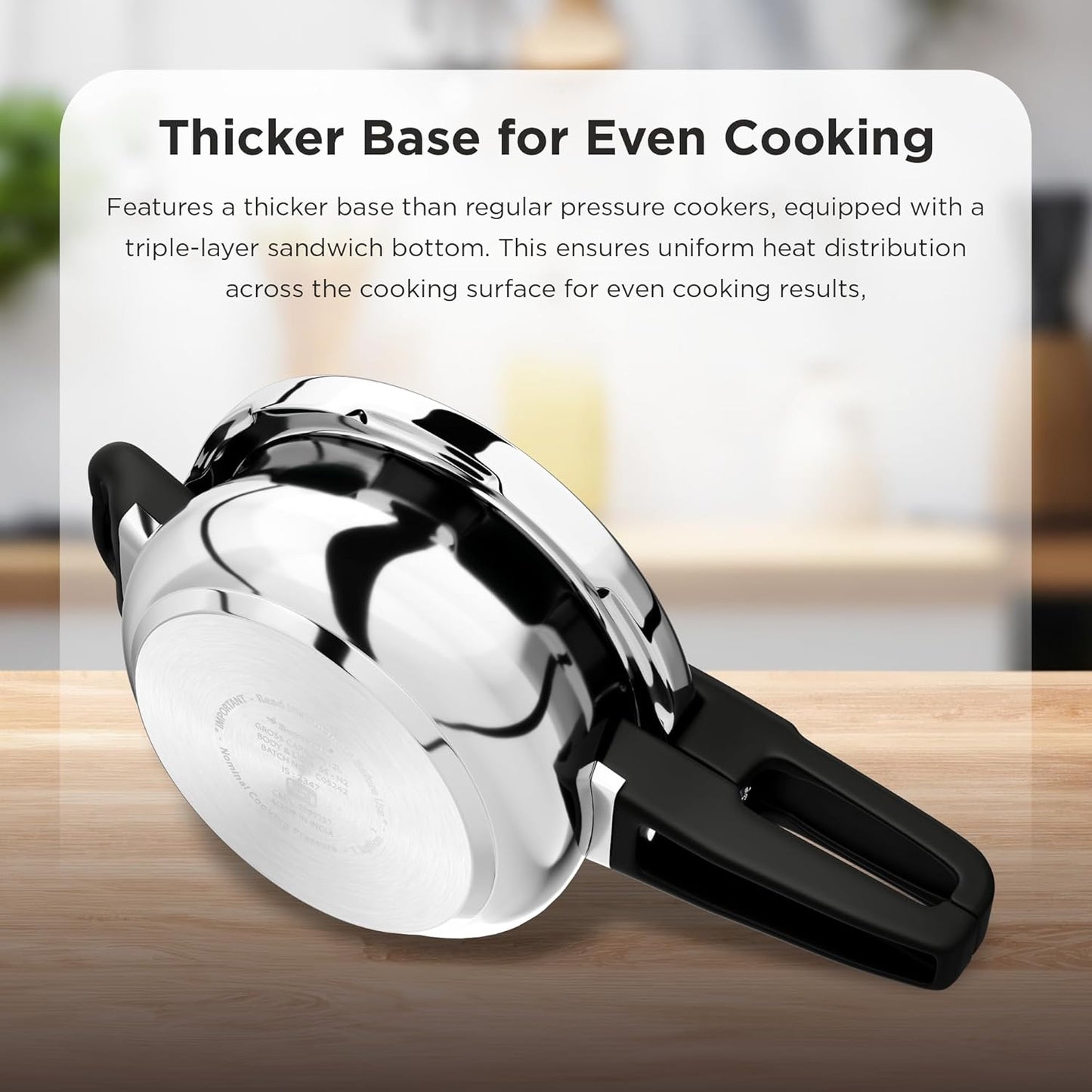 Butterfly Curve 2L Stainless Steel Pressure Cooker | Outer Lid | Induction & Gas Stove Compatible | ISI Certified | 5 Years Warranty (Silver)
