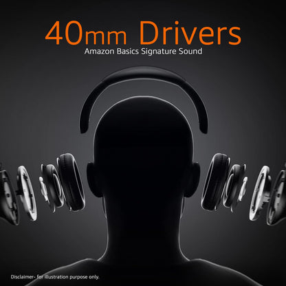 Amazon Basics Wireless Over-Ear Headphones | Bluetooth 5.4, 18H Playtime, Deep Bass & Mic – Buy One Get One Free