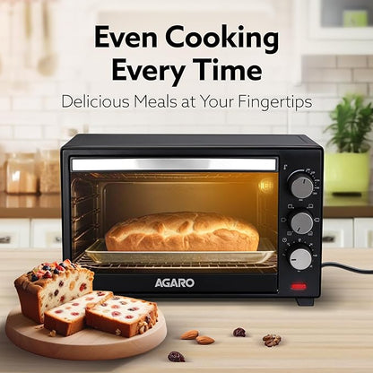 AGARO Marvel 19L Oven Toaster Griller (OAGARO Marvel 19L OTG Oven with Motorised Rotisserie & 5 Heating Modes + FREE Lint RemoverTG) with Motorised Rotisserie & 5 Heating Modes | Cake Baking Oven | Black