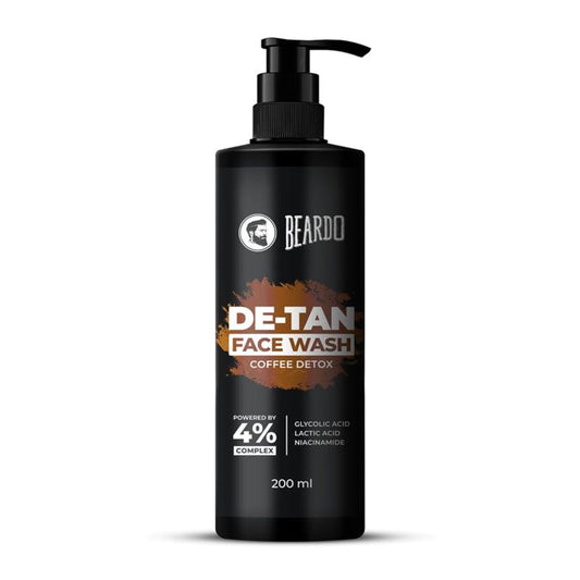 BEARDO DeTan Face Wash for Men – 200ml with Glycolic Acid, Niacinamide & Coffee | Helps Reduce Tan, Dark Spots & Pigmentation for Smooth, Oil-Free Skin | BUY 1 GET 1 FREE @ ₹499 🔥