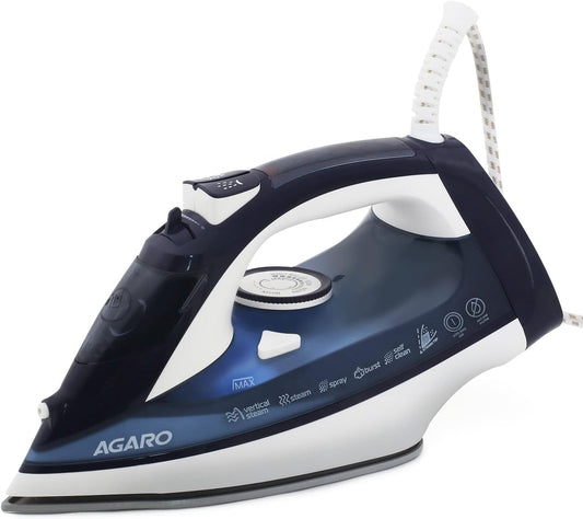 AGARO Royal Steam Iron 2000W with Ceramic Soleplate | Fast Heating, Anti-Drip & Anti-Calc | 320ml Tank | Spray/Steam/Dry Functions | 360° Swivel Cord | FREE AGARO Coffee Frother Worth ₹799