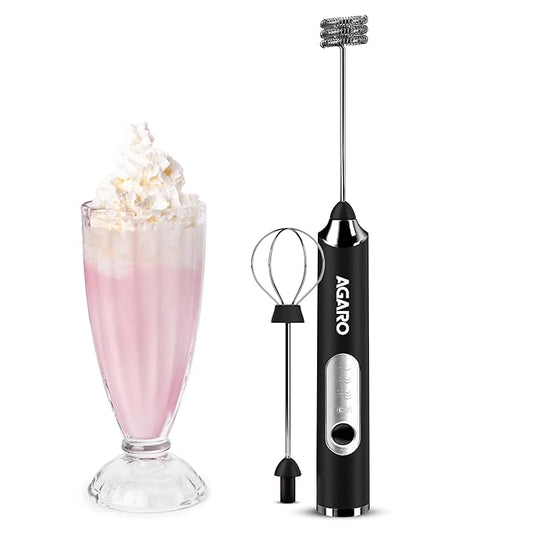 AGARO Royal Milk Frother – Rechargeable 3-Speed Electric Coffee Whisk & Mixer with Stainless Steel Stand | Powerful Handheld Frother for Coffee, Cream & Milk Foam ☕🔥