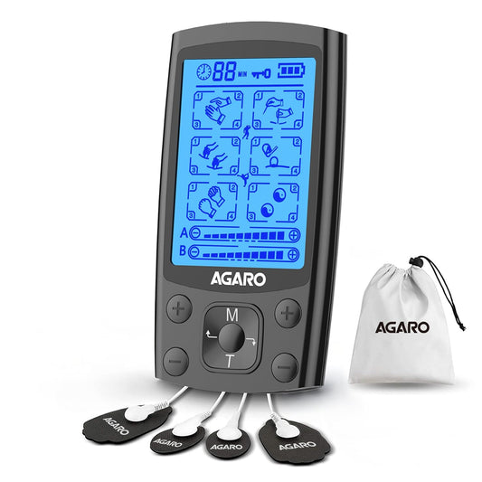 AGARO Dual Channel TENS Massager TM2421 – 24 Massage Modes, 20 Intensity Levels, Rechargeable Muscle & Nerve Stimulator for Pain Relief Therapy & Physiotherapy with 10 Gel Pads + FREE AirPods Worth ₹799 🎧🔥