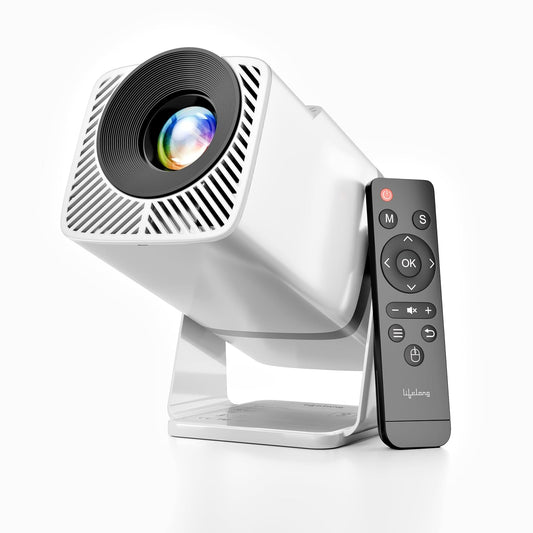 Lifelong Electronics Lightbeam X Smart Projector – Android Powered 1080P Full HD & 4K Ultra HD Support | 3500 Lumens, WiFi, Bluetooth, OTT Apps, 180° Rotation, Built-in Speakers & HDMI | Home Theater for Room & Outdoor + FREE AirPods Worth ₹799 🎧🔥