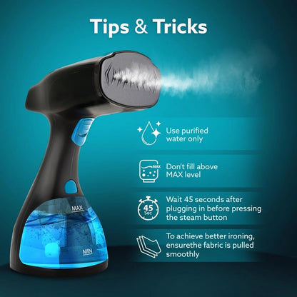 AGARO Signify 1500W Handheld Garment Steamer | Fast Heat Wrinkle Remover Iron | Ceramic Steam Nozzle | 260ml Water Tank | Detachable Fabric Brush | Portable Steamer for Clothes + FREE Electric Kettle Worth ₹999