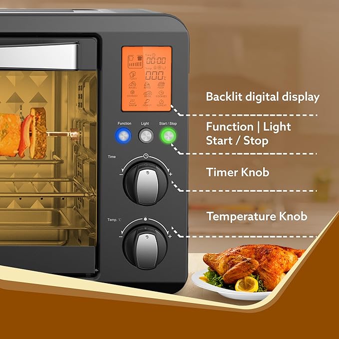 AGARO Imperial Digital 28L OTG Oven with 10 Preset Cooking Functions & Rotisserie + FREE Lint Remover
