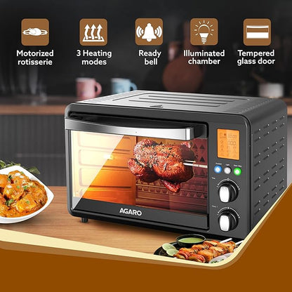 AGARO Imperial Digital 28L OTG Oven with 10 Preset Cooking Functions & Rotisserie + FREE Lint Remover