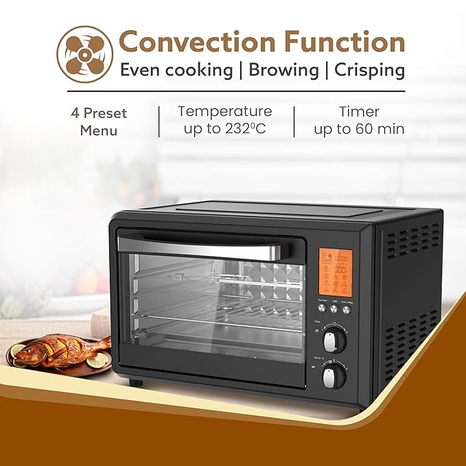 AGARO Imperial Digital 28L OTG Oven with 10 Preset Cooking Functions & Rotisserie + FREE Lint Remover