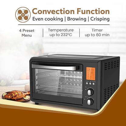 AGARO Imperial Digital 28L OTG Oven with 10 Preset Cooking Functions & Rotisserie + FREE Lint Remover