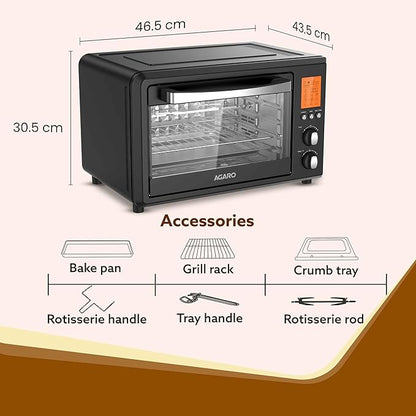 AGARO Imperial Digital 28L OTG Oven with 10 Preset Cooking Functions & Rotisserie + FREE Lint Remover