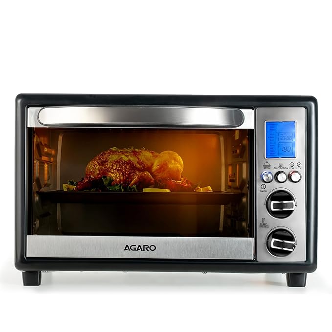 AGARO Imperial 30L Digital OTG Oven with 9 Preset Modes & Rotisserie (Silver) + FREE Lint Remover