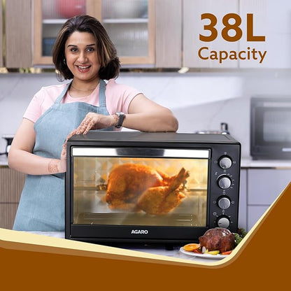 AGARO Marvel 38L OTG Oven Toaster Griller with Motorized Rotisserie & Convection Baking + FREE Lint Remover