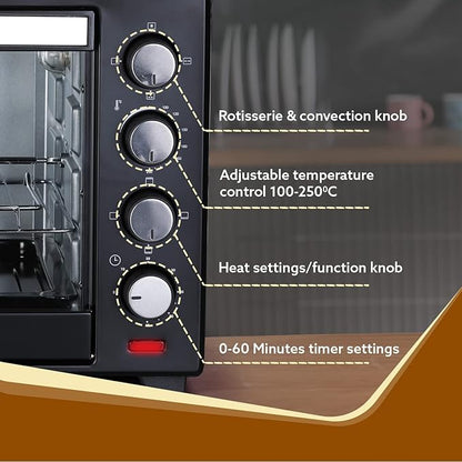 AGARO Marvel 38L OTG Oven Toaster Griller with Motorized Rotisserie & Convection Baking + FREE Lint Remover