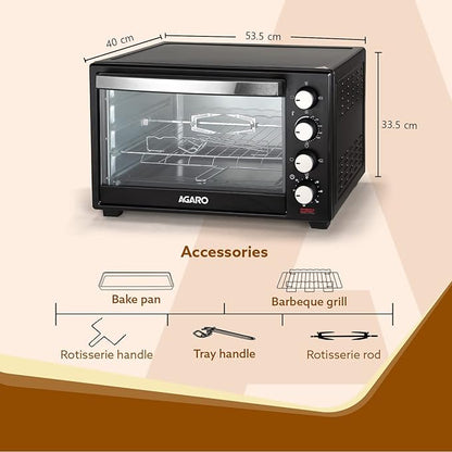 AGARO Marvel 38L OTG Oven Toaster Griller with Motorized Rotisserie & Convection Baking + FREE Lint Remover