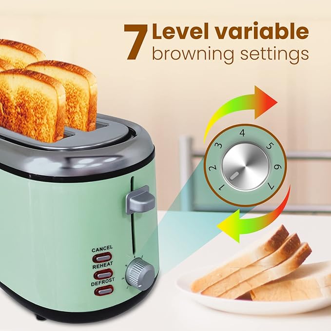 AGARO Royal 4 Slice Stainless Steel Pop-Up Toaster – 1450W Bread Toaster with Reheat, Defrost & Cancel Functions | Variable Heat Settings & Removable Crumb Tray for Perfect Breakfast + FREE Milk Frother @ ₹799 ☕🔥