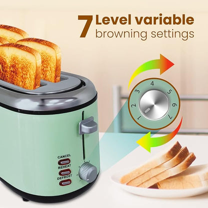 AGARO Royal 4 Slice Stainless Steel Pop-Up Toaster – 1450W Bread Toaster with Reheat, Defrost & Cancel Functions | Variable Heat Settings & Removable Crumb Tray for Perfect Breakfast + FREE Milk Frother @ ₹799 ☕🔥
