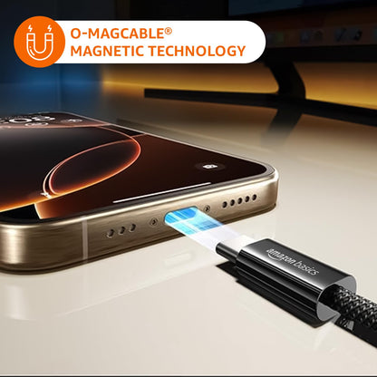 Amazon Basics Magnetic Coiled Type-C Cable 60W Fast Charging | 1M USB-C to USB-C Cable