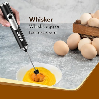 AGARO Royal Milk Frother – Rechargeable 3-Speed Electric Coffee Whisk & Mixer with Stainless Steel Stand | Powerful Handheld Frother for Coffee, Cream & Milk Foam ☕🔥