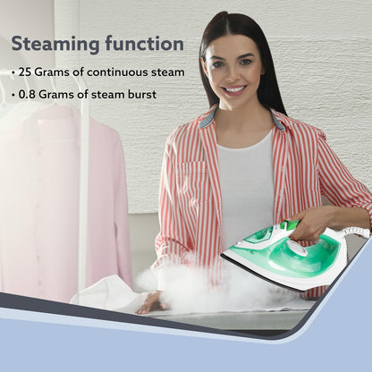 AGARO Regal Steam Iron – 1200W Fast Heating Steam Iron with Ceramic Coated Sole Plate | Powerful Wrinkle Removal for Smooth & Crisp Clothes (Green) 🔥