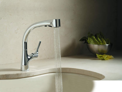 KOHLER Elate Pull-Out Kitchen Faucet with Chrome Finish | Premium Pull-Out Sink Tap for Modern Kitchens | Single Handle Kitchen Mixer